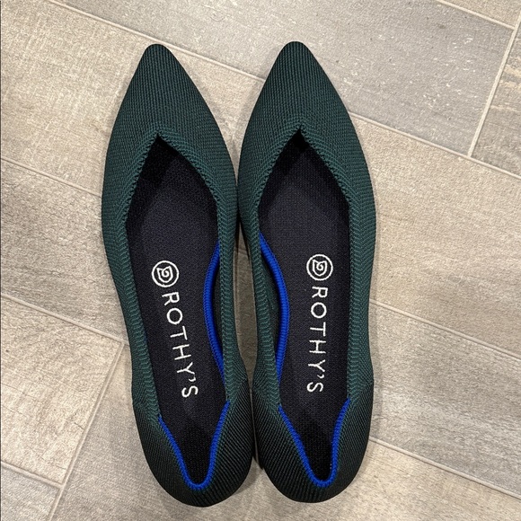 Rothy's Dark Green and Blue Trim Flats - Picture 2 of 8